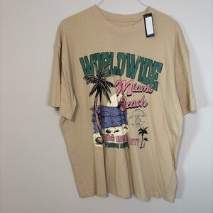 Worldwide Miami Beach Graphic Tan T-Shirt